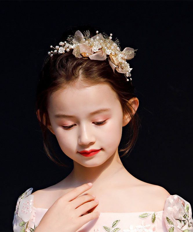 DIY Gold Tulle Pearl Leaf Girl Hairpin