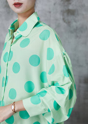 DIY Green Oversized Wrinkled Cotton Blouses Spring