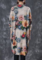 DIY Khaki Oversized Floral Knit Maxi Dresses Spring