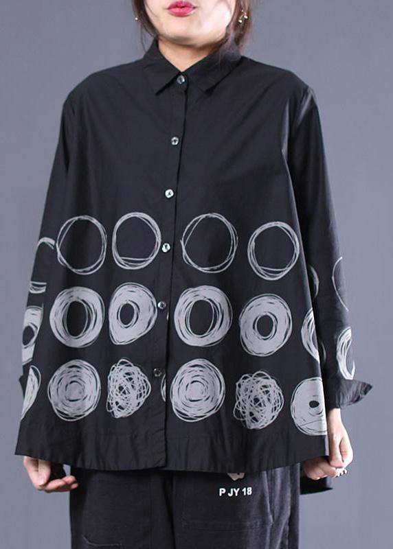 DIY Patchwork Shirts Black Dotted Blouses - SooLinen