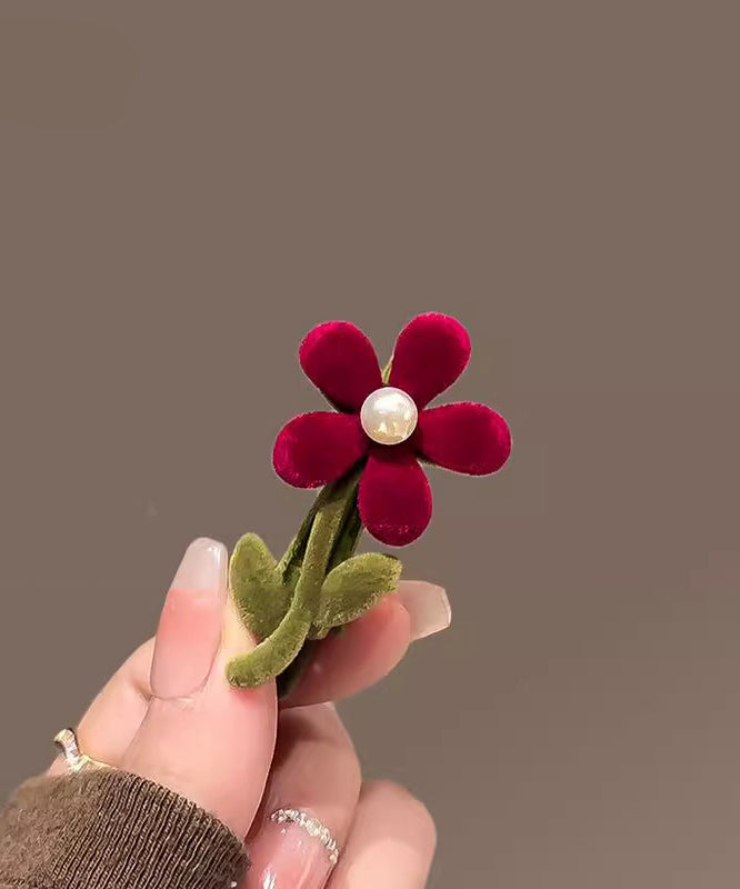 DIY Mulberry Flocking Pearl Floral Hairpin