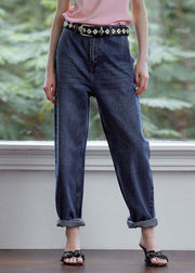 DIY Navy Oversized High Waist Denim Pants Summer