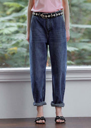 DIY Navy Oversized High Waist Denim Pants Summer