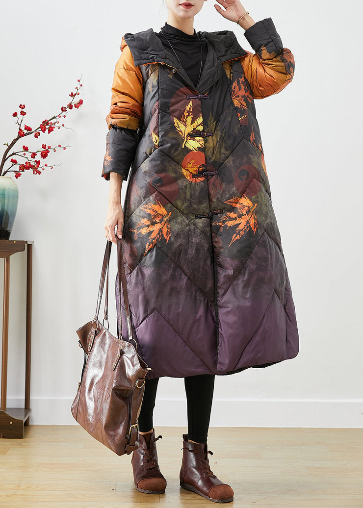 DIY Orange Tie Dye Chinese Button Duck Down Winter Coats