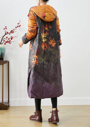 DIY Orange Tie Dye Chinese Button Duck Down Winter Coats