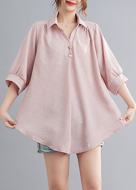 DIY Pink Cozy Solid Linen Shirt Summer