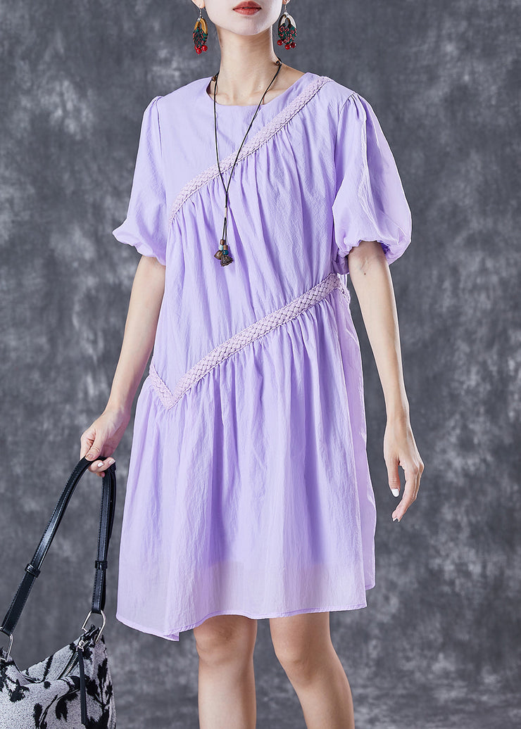 DIY Purple Asymmetrical Patchwork Wrinkled Maxi Dresses Summer