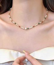 DIY Rainbow Alloy Pearl Shell Beads Princess Necklace