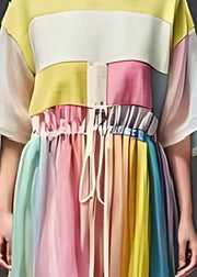 DIY Rainbow Cinched Patchwork Tulle Dress Summer