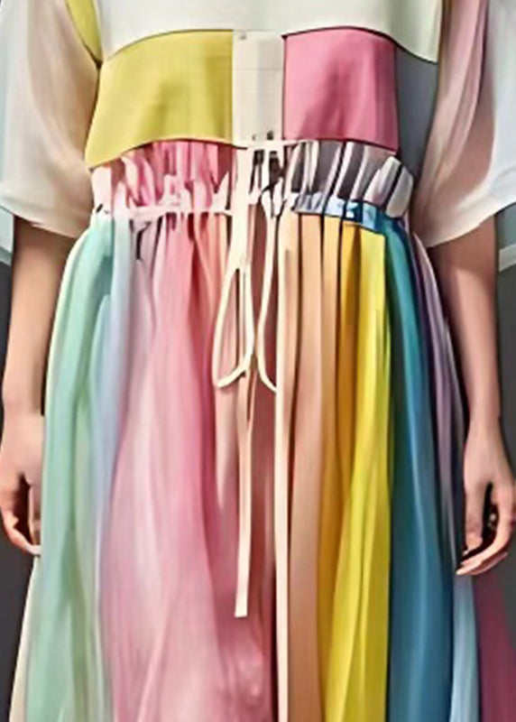 DIY Rainbow Cinched Patchwork Tulle Dress Summer