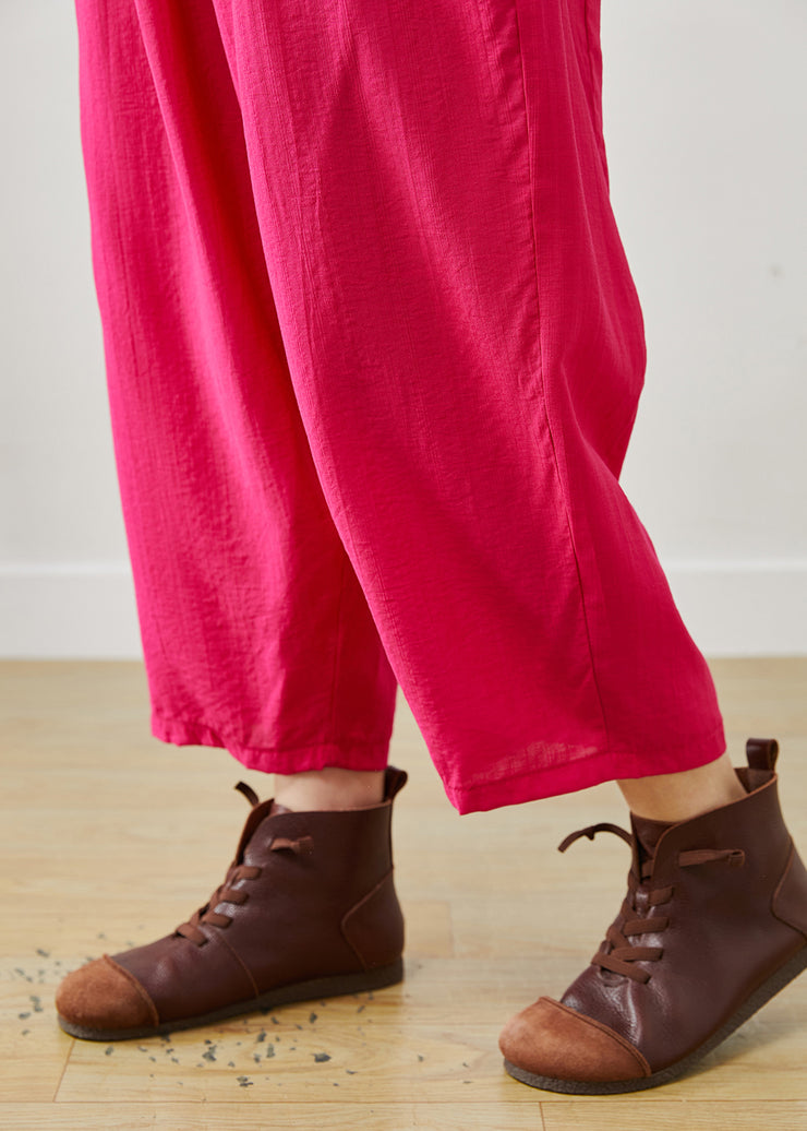 DIY Rose Elastic Waist Linen Harem Pants Summer