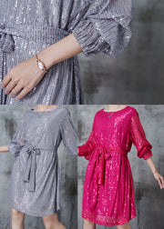 DIY Rose Sequins Tie Waist Tulle Day Dress Spring