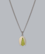 DIY Silk Stainless Steel Resin Pistachios Pendant Necklace