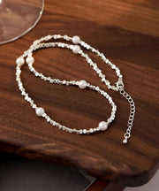 DIY Silk Sterling Silver Broken Silver Pearl Necklace