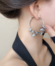 DIY Silk Sterling Silver Butterfly Circular Hoop Earrings