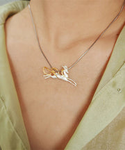 DIY Silk Sterling Silver Nine Colored Deer Pendant Necklace