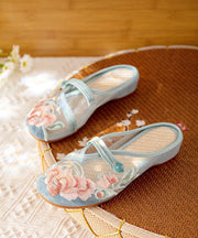 DIY Splicing Flat Slide Sandals White Tulle Embroidery