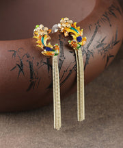 DIY Sterling Silver Cloisonne Floral Tassel Drop Earrings