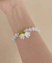 DIY White Cat's Eye Stone Lily Of The Valley Beading Charm Bracelet