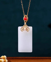 DIY White Copper Overgild Jade Enamel Butterfly Pendant Necklace
