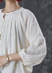 DIY White Embroidered Cotton Shirt Tops Summer