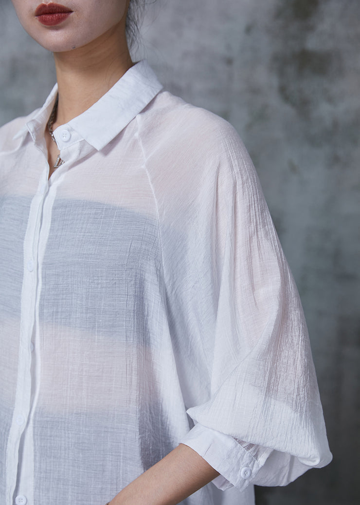 DIY White Oversized Cotton UPF 50+ Shirt Summer
