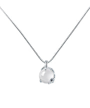 DIY White Silver Silver Chalcedony Plum Blossom Pendant Necklace