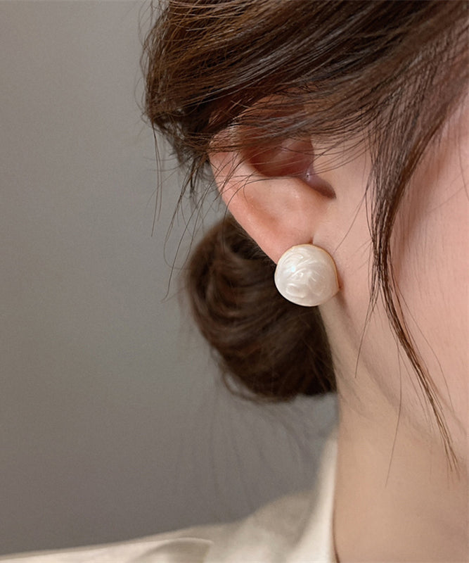 DIY White Sterling Silver Alloy Enamel Stud Earrings