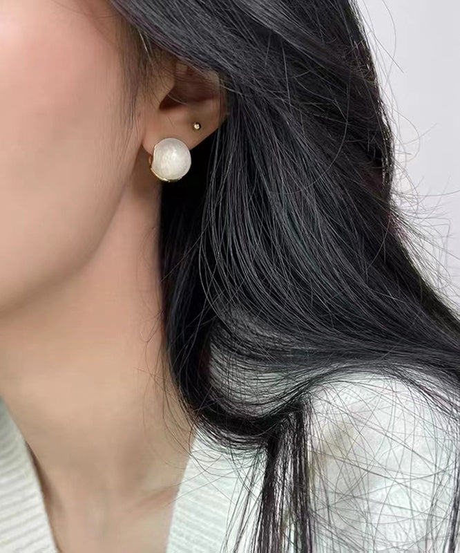 DIY White Sterling Silver Alloy Enamel Stud Earrings