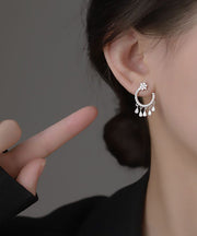 DIY White Sterling Silver C-Shaped Tassel Stud Earrings