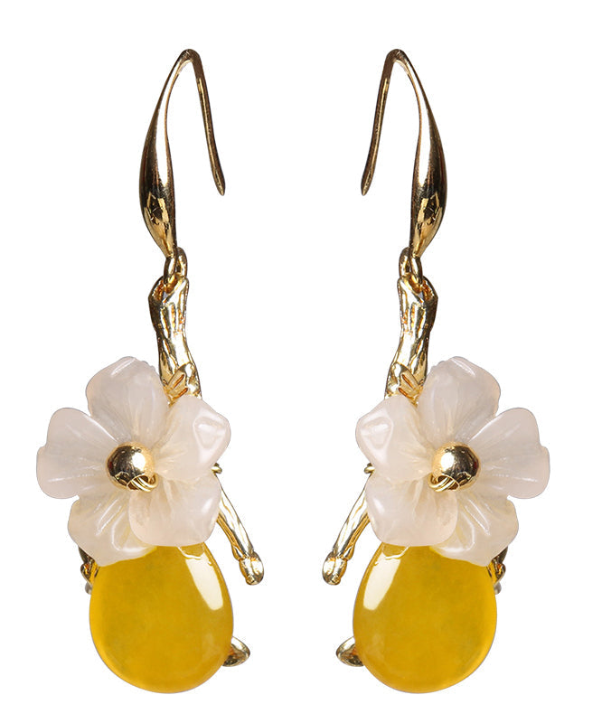 DIY Yellow Floral Water Drop Drop Earrings