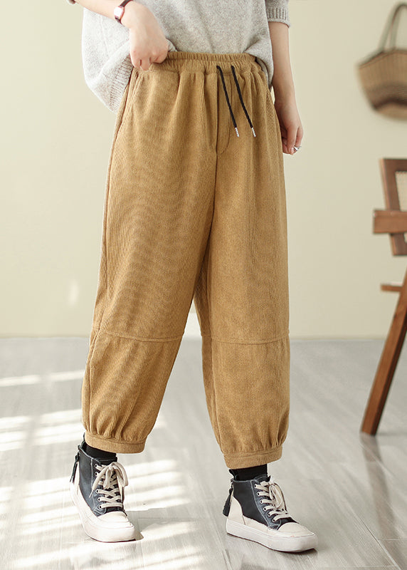 DIY Yellow Oversized Warm Fleece Pants Trousers Spring