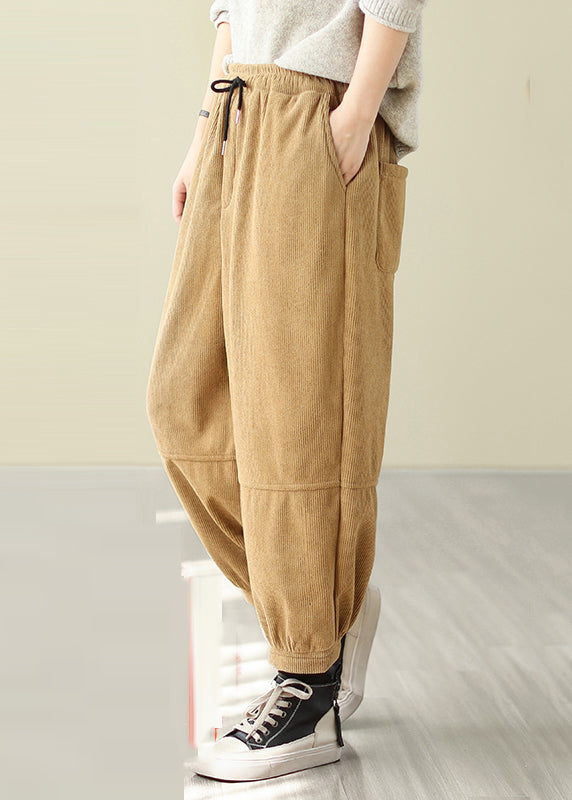 DIY Yellow Oversized Warm Fleece Pants Trousers Spring