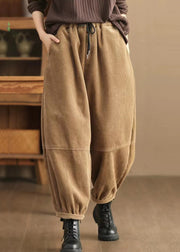 DIY Yellow Oversized Warm Fleece Pants Trousers Spring