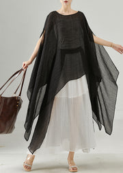 Diy Black Asymmetrical Design Chiffon Long Smock Summer