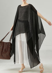 Diy Black Asymmetrical Design Chiffon Long Smock Summer