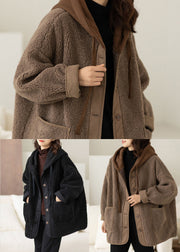 Diy Black Hooded Patchwork Thick Teddy Faux Fur Coats In Winter