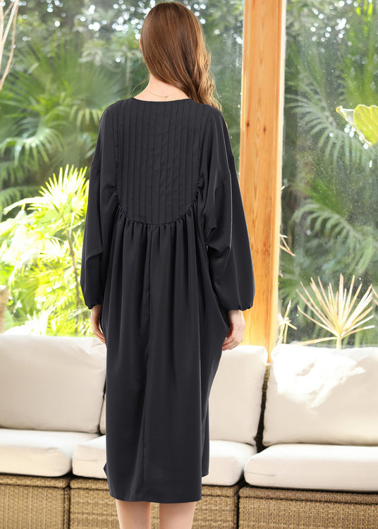 Diy Black Oversized Patchwork Wrinkled Chiffon Maxi Dress Batwing Sleeve