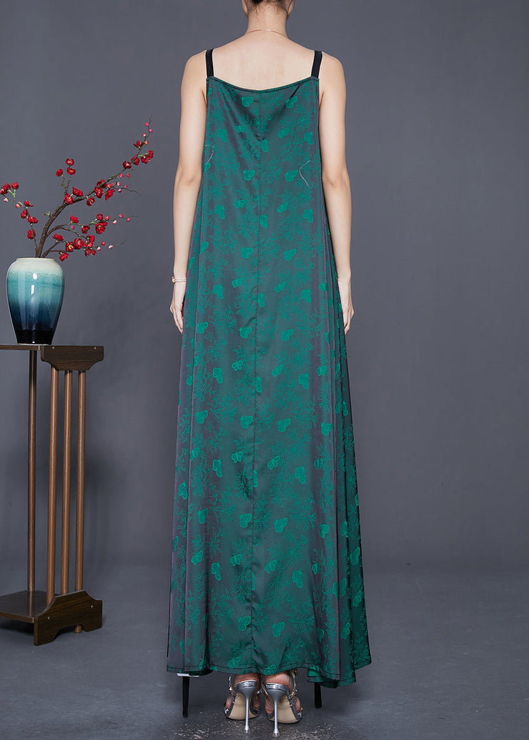 Diy Blackish Green Butterfly Exra Large Hem Silk Sundress Summer