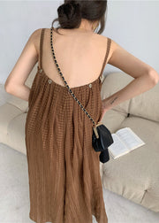 Diy Brown Backless Spaghetti Strap Dress Jumpsuits Summer