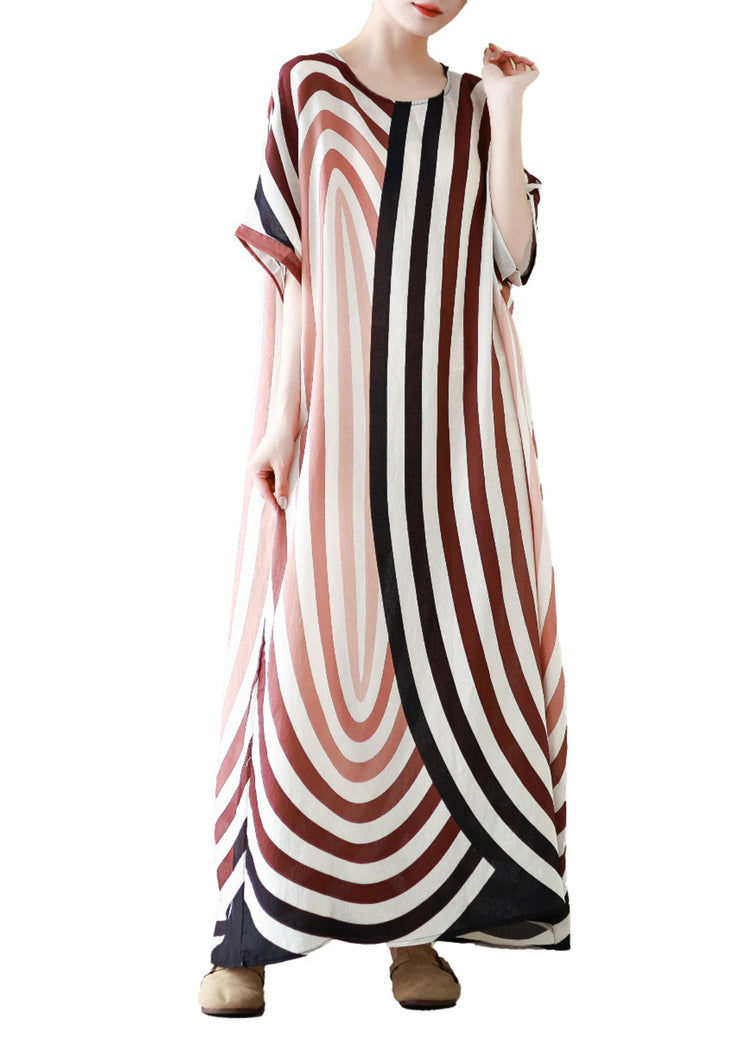 Diy Colorblock Oversized Striped Cotton Robe Dresses Summer