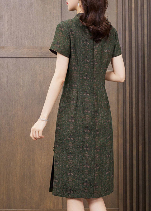 Diy Green Peter Pan Collar Patchwork Silk Dresses Summer