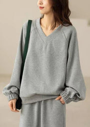 Diy Grey Oversized Cotton Sweatshirts Tracksuits Spring