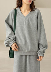 Diy Grey Oversized Cotton Sweatshirts Tracksuits Spring