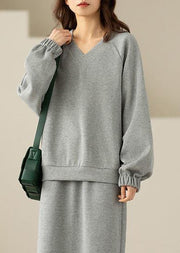 Diy Grey Oversized Cotton Sweatshirts Tracksuits Spring