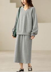 Diy Grey Oversized Cotton Sweatshirts Tracksuits Spring