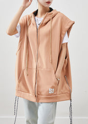 Diy Khaki Oversized Drawstring Cotton Vest Fall