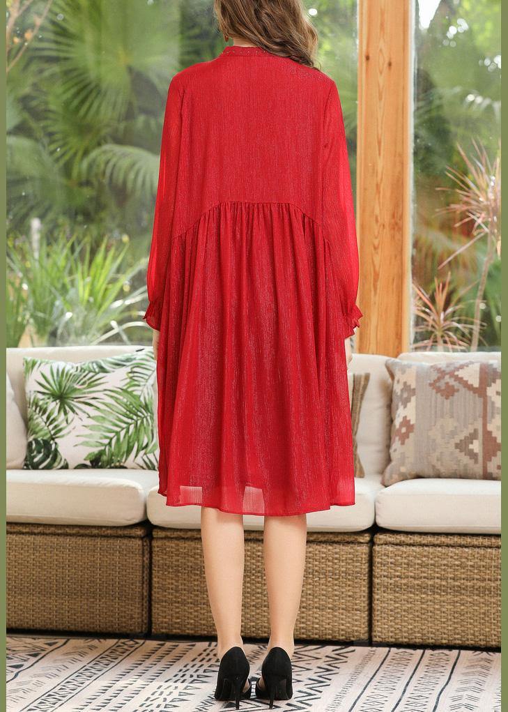 Diy Red Bow Chiffon Ruffled Summer Maxi Dresses