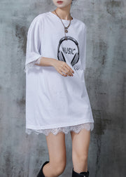 Diy White Oversized Patchwork Lace Short Dress Summer