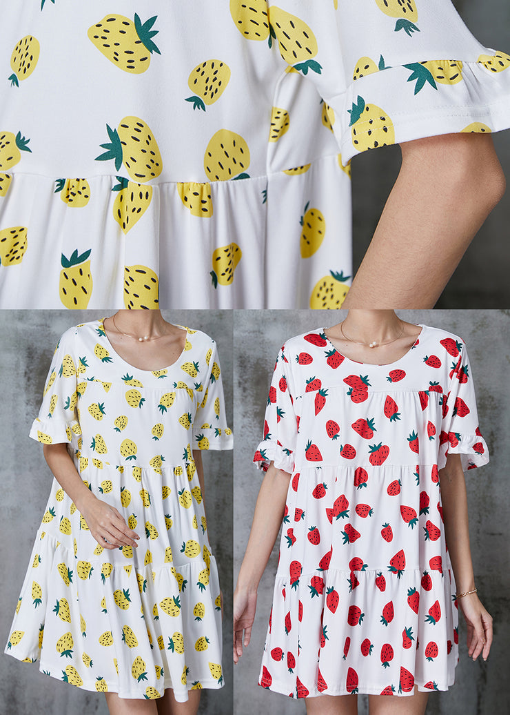 Diy Yellow Oversized Print Cotton Mini Dress Summer